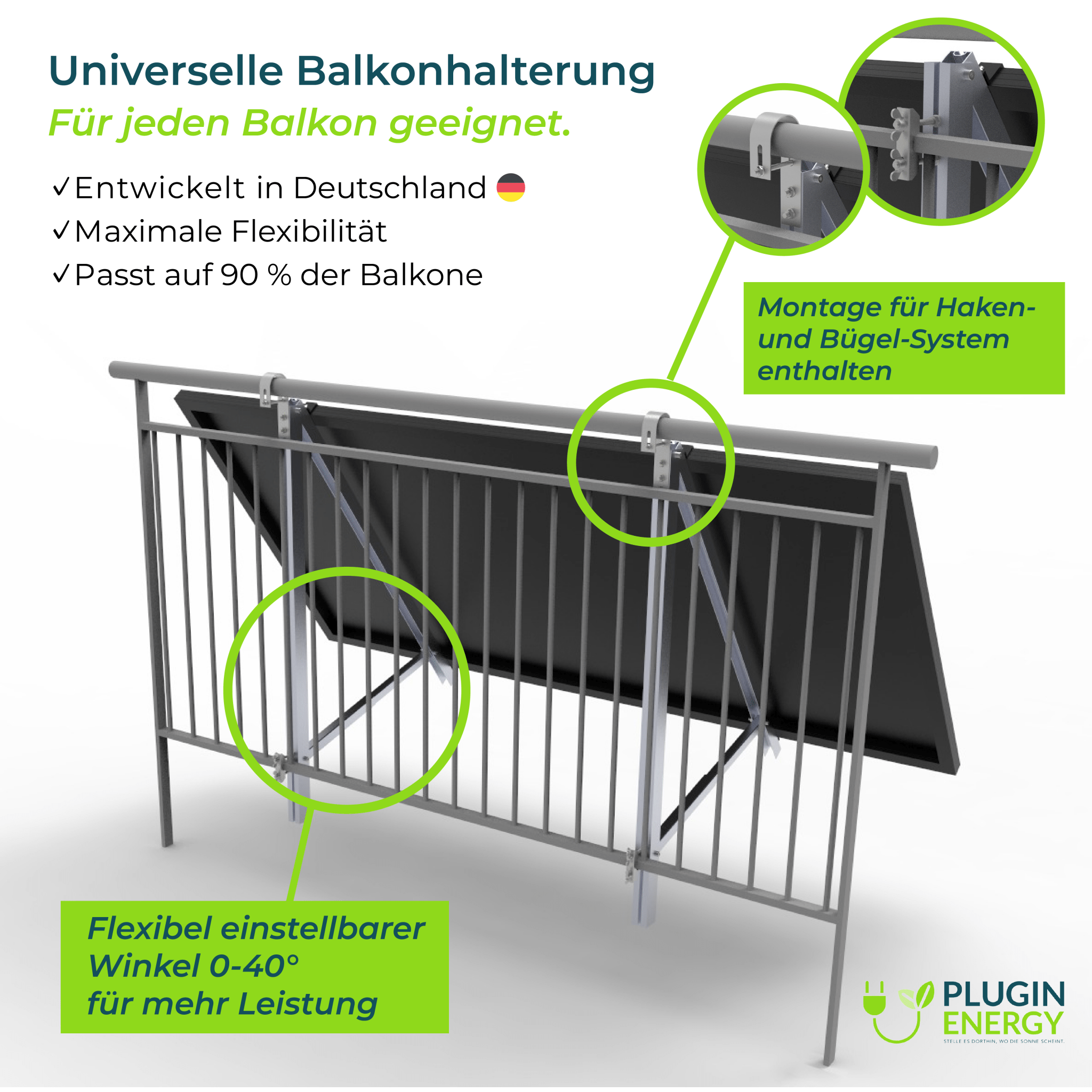 PiE CLASSIC 1000W XL COMBO BALKON &amp; FASSADE - PluginEnergy